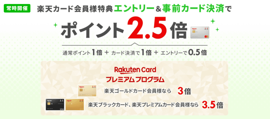 楽天トラベル公式HP 楽天カードでポイント2.5倍になるスクリーンショット写真