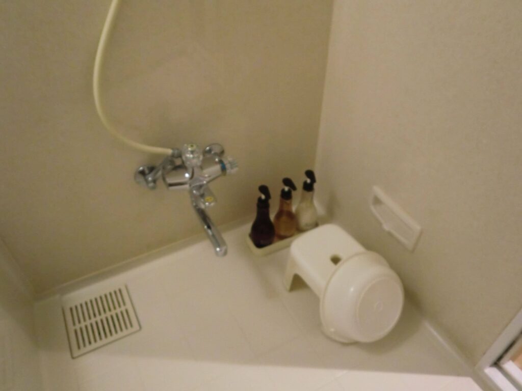 ホテル ヘリテイジ飯能の客室プリンセス内にあるバスルームのシャワー部分の写真