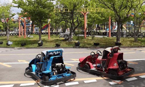 青と赤のゴーカート2台