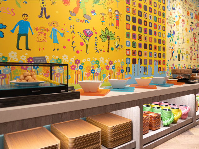 エンゼルグランディア越後中里のバイキングレストラン内にあるキッズバイキングコーナー