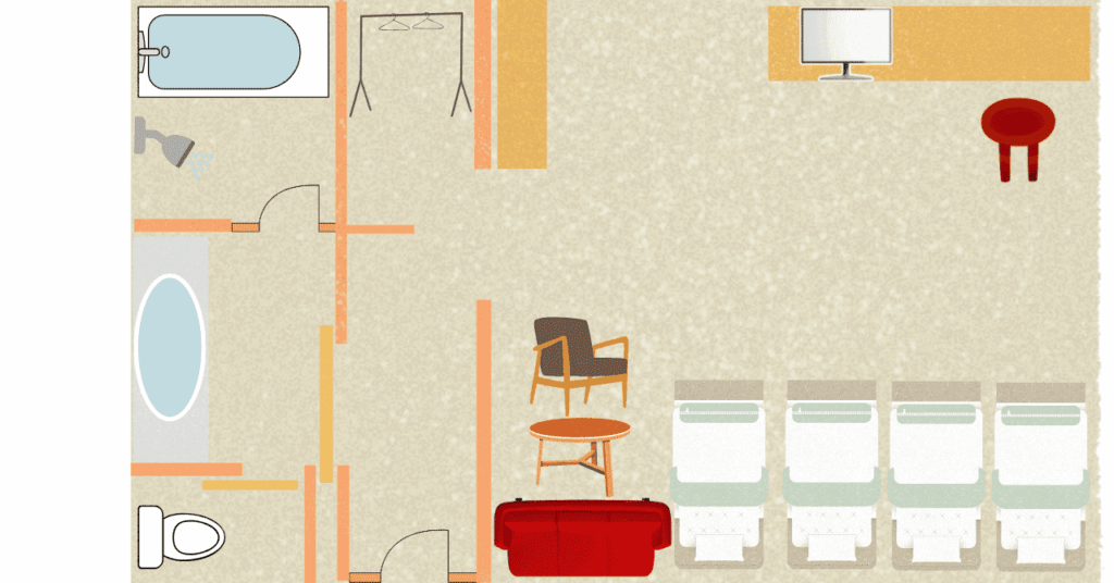 リッチモンドホテル東京目白のグレイスツインルームのレイアウトイラスト