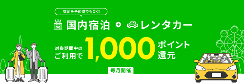楽天トラベルホームページのレンタカーキャンペーンの一部を抜粋したスクリーンショット