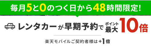 楽天トラベルホームページのレンタカーキャンペーンの一部を抜粋したスクリーンショット