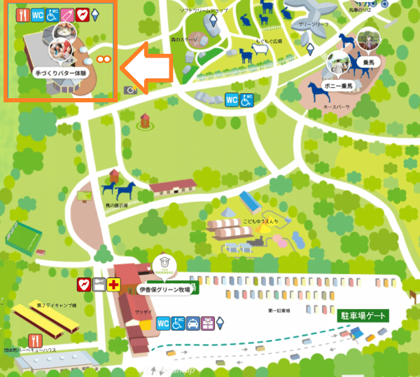 伊香保グリーン牧場内のファミリーレストランピクネオ　場所ＭＡＰ