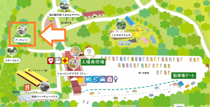 伊香保グリーン牧場　アーチェリー体験場所ｍａｐイラスト
