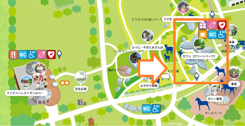 伊香保グリーン牧場内のカフェグリーンリーフの場所ＭＡＰ