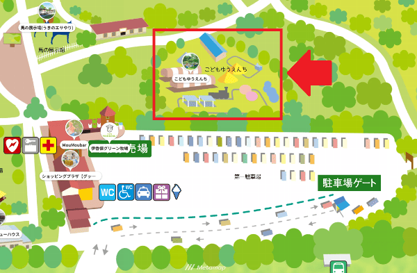 伊香保グリーン牧場内　こどもゆうえんち　場所ＭＡＰ